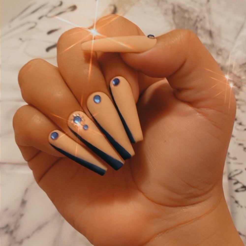 Nude Blue Press on Nails